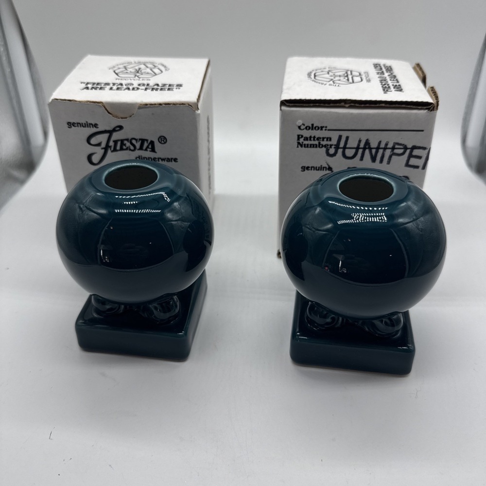 Vintage Antique Homer Laughlin Fiesta Candlestick Holder Juniper Set of 2